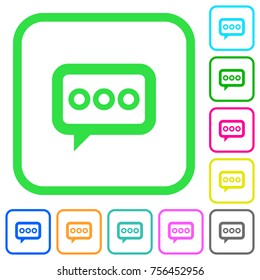 Working chat vivid colored flat icons in curved borders on white background