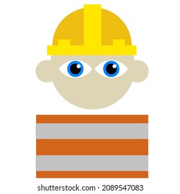 Arbeiterklasse zeigt männliches Gesicht und Bauarbeiterjacke persönlich mit gelbem Helm