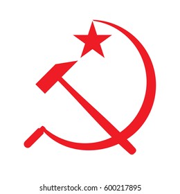 Working class vector logo. Hammer and sickle symbol. Star
