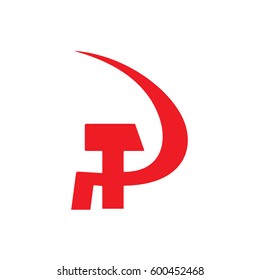 Working class vector logo. Hammer and sickle symbol