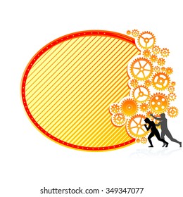 Working Cogs Banner-Abstract composition with a space for your text, traced from my artwork