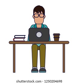 Working Computer Avatar Stock Vector (Royalty Free) 1250204698 ...