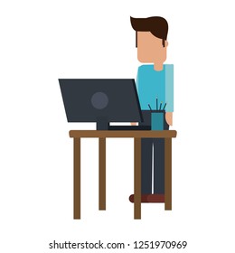 Working Computer Avatar Stock Vector (Royalty Free) 1251970972