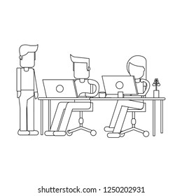 Working with computer avatar black and white