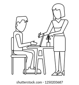 Working with computer avatar black and white