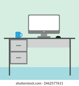 Working at the computer desk