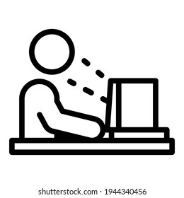 Icono de equipo de trabajo. Icono de vector de computadora de trabajo de esquema para diseño web aislado en fondo blanco