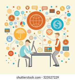 Working concept design on old background,clean vector