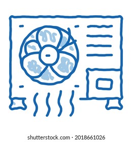 Working Conditioner System Sketch Symbol Vektorgrafik. Handgezeichnete blaue Doodline-Kunst, einzelne Symbolgrafik