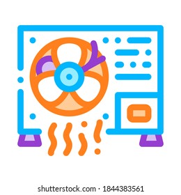 Working Conditioner System Vector Thin Line Icon. Conditioner Technology Equipment Outdoor Unit Ventilator And Windstream Linear Pictogram. Air Conditioning Maintenance Illustration