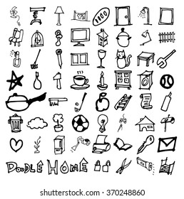 Working construction tools doodles collection