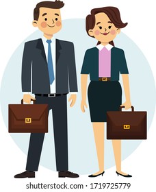 Working couple vector illustration. Parents in work uniform. Working man and woman  illustration