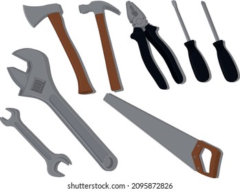 Working and crafting metal tools vector illustration