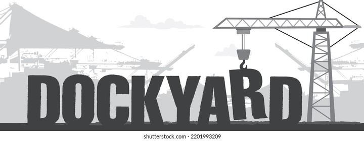  Working crane bridge in shipyard, Container Cargo freight, Logistic Import Export concept vector logo template