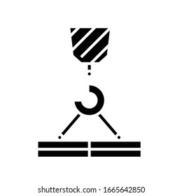 Working crane line icon, concept sign, outline vector illustration, linear symbol.