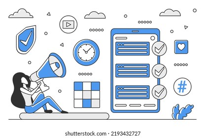 Working daily task. Routine planning, effective time management vector monocolor illustration