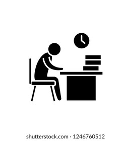 Working day black icon, vector sign on isolated background. Working day concept symbol, illustration 