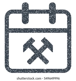Working Day grainy textured icon for overlay watermark stamps. Flat symbol with dust texture. Dotted vector smooth blue ink rubber seal stamp with grunge design on a white background.