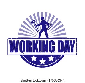 working day grunge stamp on whit vector illustration