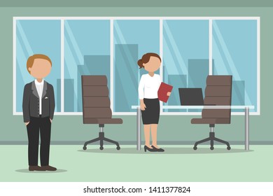 Working day in office. Vector illustration.