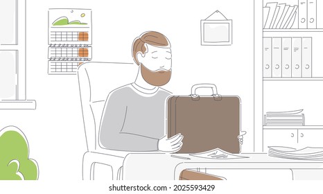 la jornada laboral ha terminado, el gerente está cansado