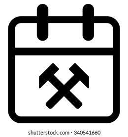 Working Day vector icon. Style is flat symbol, black color, rounded angles, white background.