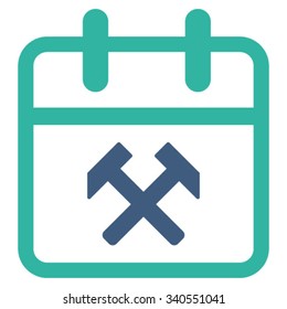 Working Day vector icon. Style is bicolor flat symbol, cobalt and cyan colors, rounded angles, white background.