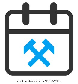 Working Day vector icon. Style is bicolor flat symbol, blue and gray colors, rounded angles, white background.