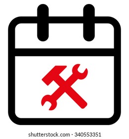 Working Day vector icon. Style is bicolor flat symbol, intensive red and black colors, rounded angles, white background.