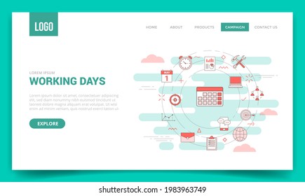 working days concept with circle icon for website template or landing page homepage