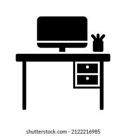 Working Desk Glyph Black Icon Design
