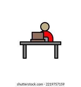 Diseño de estilo plano con iconos de escritorio de trabajo. Ilustración vectorial del escritorio de trabajo. aislado de fondo blanco.