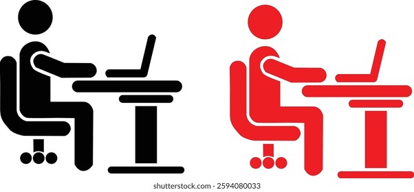 Working Desk icon set,  Office worker vector icon isolated on white background 