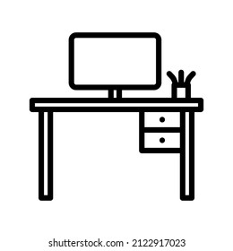 Diseño de icono negro de la línea de escritorio de trabajo