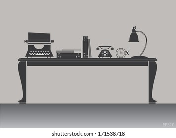 Working desk with objects : Illustration EPS10