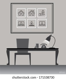 Working desk with objects : Illustration EPS10