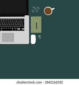 working desk top view vector background,concept,empty space,office supplies,graphic design