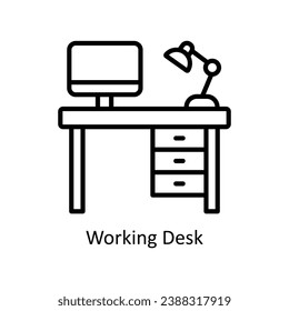 Working Desk vector outline Icon Design illustration. Business And Management Symbol on White background EPS 10 File