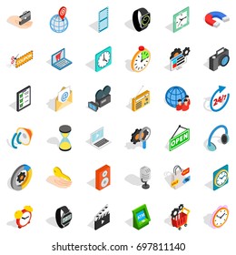 Working device icons set. Isometric style of 36 working device vector icons for web isolated on white background
