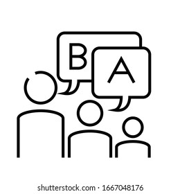 Working discussion line icon, concept sign, outline vector illustration, linear symbol.