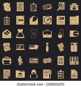 Working document icons set. Simple style of 36 working document vector icons for web for any design