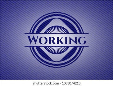  Working emblem with denim high quality background