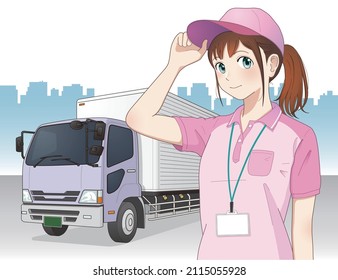 Working energetic female truck driver