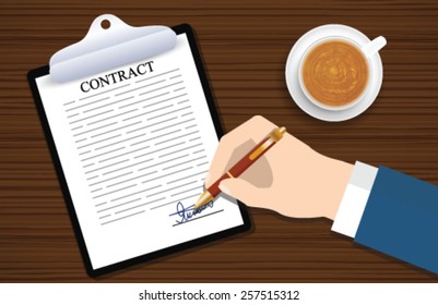 Working environment. Sign a contract