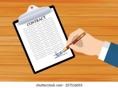 Working environment. Sign a contract