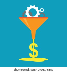 Intercambio de trabajo por dinero, Ilustración vectorial en estilo plano