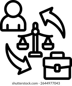 Working Fairly Icon Outline Vector Illustration