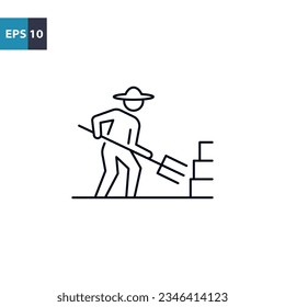 Working farmer outline icon Vector illustration