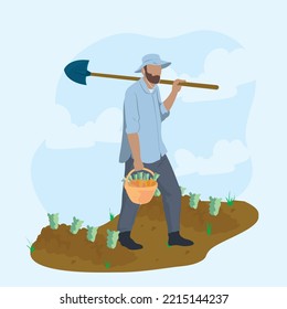 working farmer poster with carrots