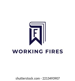 Working Fire Logo Book Letter W And F, Work With Passion